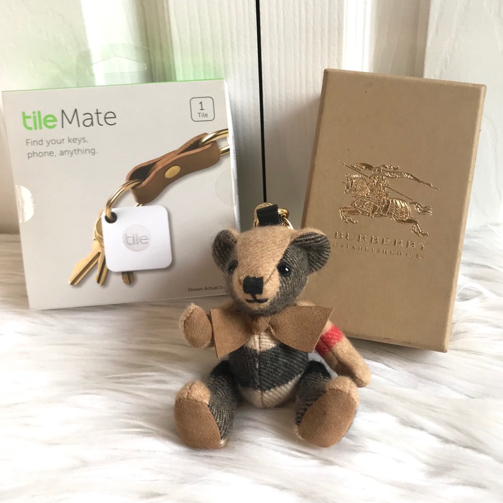 Burberry Thomas Bear Check Keychain + Tile Mate